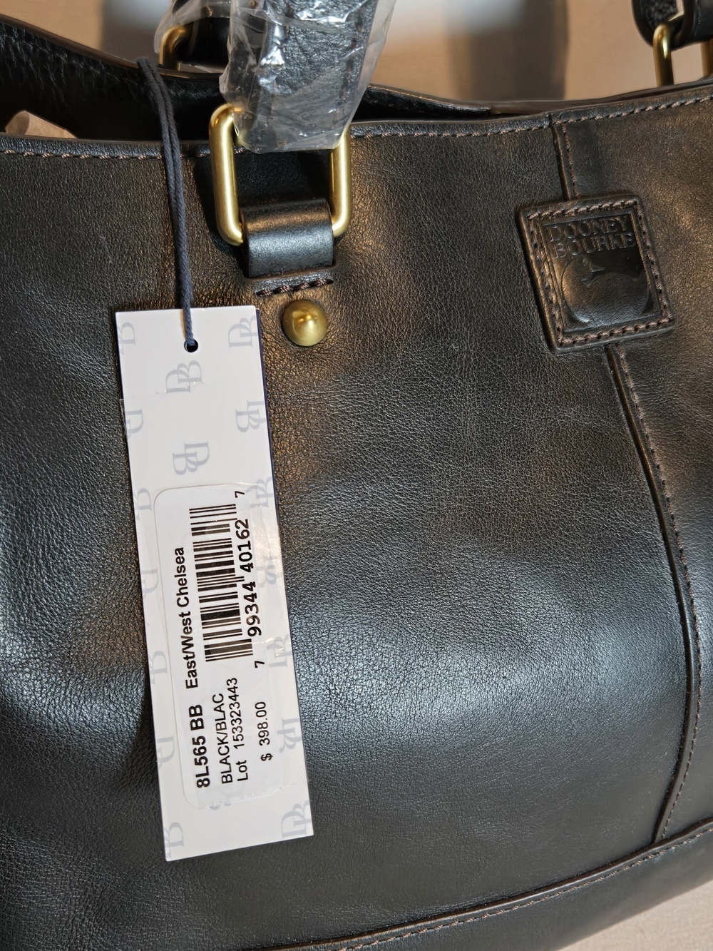 NWT Dooney & Bourke East West Chelsea Black Leather Tote Bag Dust Bag - Picture 9 of 16